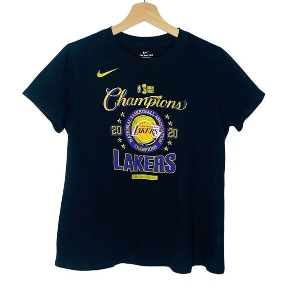 Nike LA Lakers Shirt Women’s Medium Black 2020 NBA Champions Locker Room - Picture 1 of 4